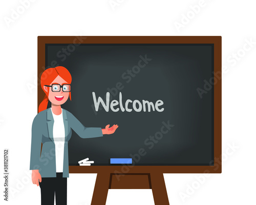 A female teacher giving an introductory class