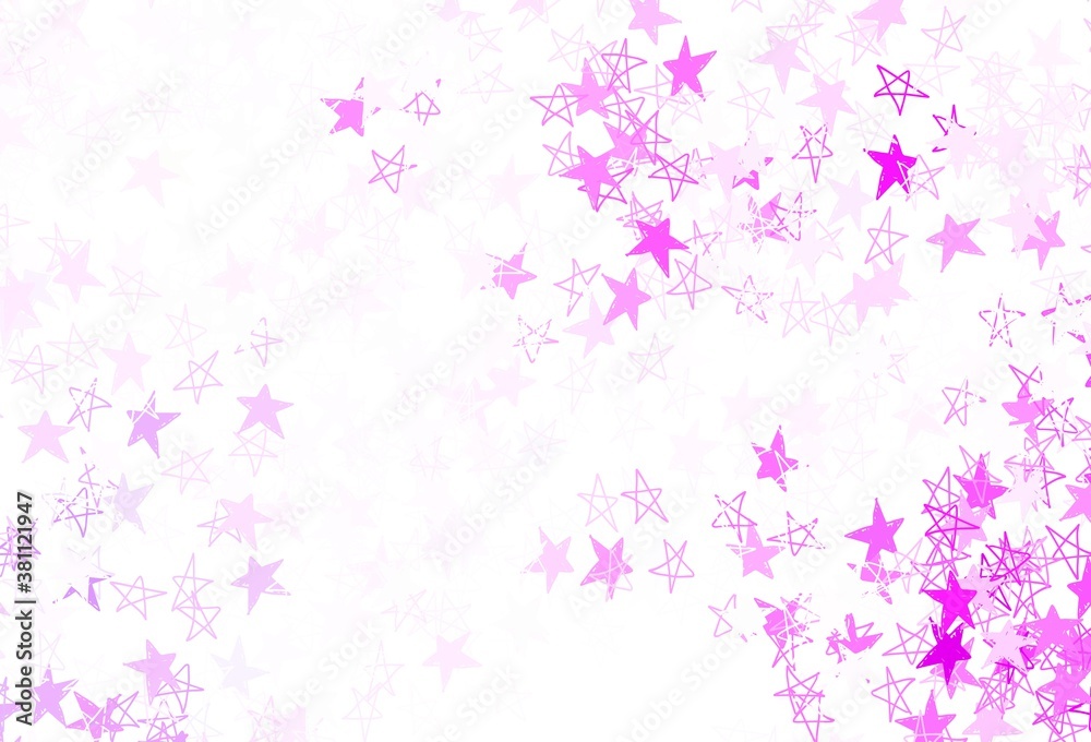 Light Purple, Pink vector backdrop with small and big stars.