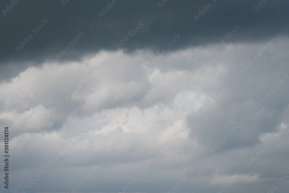 Sky background with white clouds on a foggy skyscape