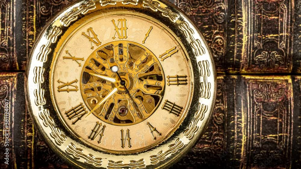 Antique clock dial close-up. Vintage pocket watch.