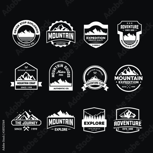 Adventure badge and outdoor design template set