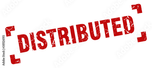 distributed stamp. square grunge sign isolated on white background