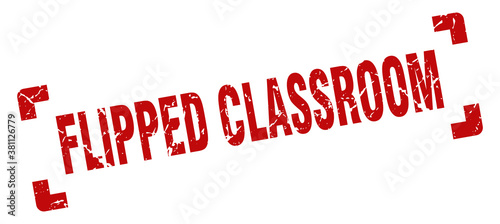 flipped classroom stamp. square grunge sign isolated on white background