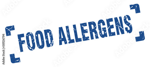 food allergens stamp. square grunge sign isolated on white background