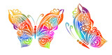 The abstract butterfly is multicolored. Vector illustration