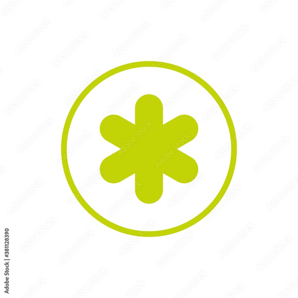 green asterisk footnote in green circle icon. Asterisk sign. Flat icon of asterisk isolated on white background. green asterisk footnote in green circle icon. Asterisk sign. Flat icon of asterisk isolated on white background.