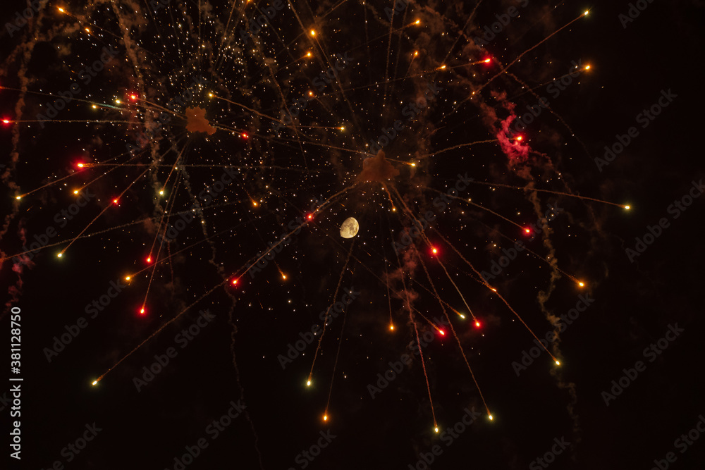 Fireworks under the moon Fireworks under the moon