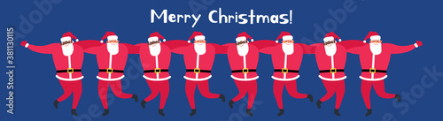 group of dancing african american and caucasian santa clauses vector illustration