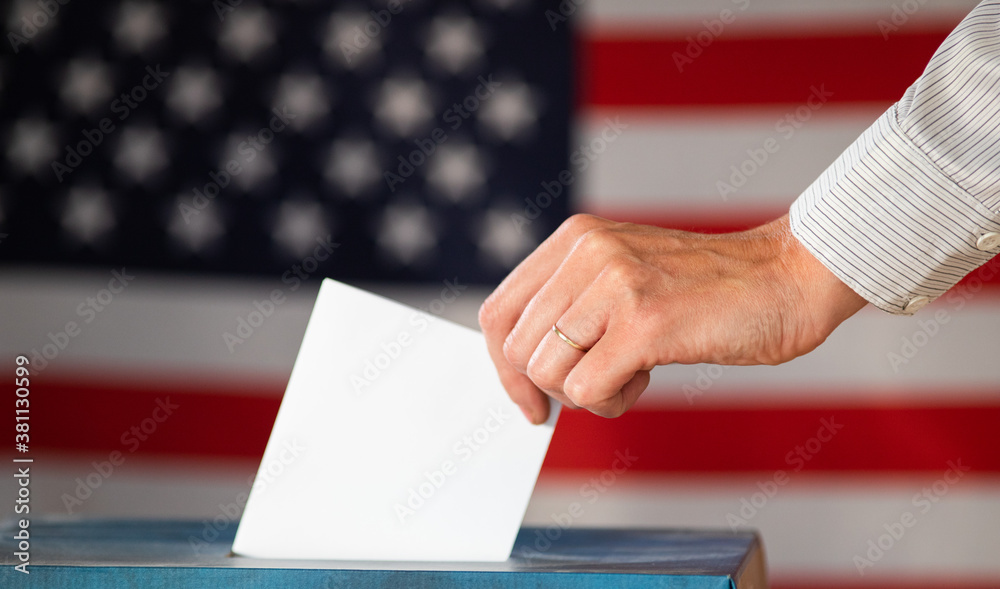 elections in the US - voting ballot and American flag elections in the US - voting ballot and American flag