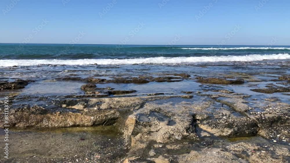 Sea waves on the rocky beach of Alanya Sea waves on the rocky beach of Alanya