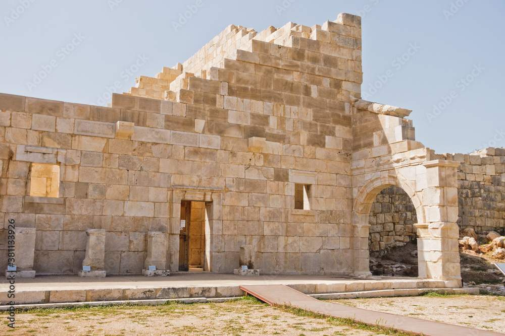 Detail of Patara parlament building exterior, it was the most important building of ancient Lycian federation, Lycia, Turkey