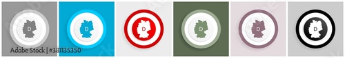 Map of Germany icon set, colorful flat design vector illustrations in 6 options for web design and mobile applications