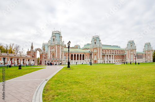 Moscow, Russia - October 12, 2018: Autumn view of the Grand Palace in the Tsaritsyno Park