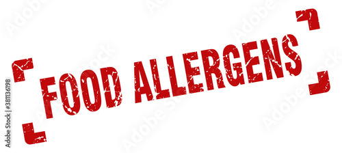 food allergens stamp. square grunge sign isolated on white background