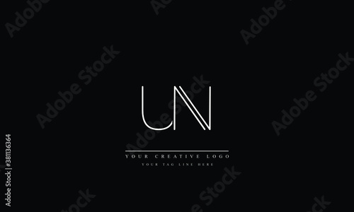 UN, NU, U, N Letter Logo Design with Creative Modern Trendy Typography
