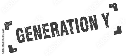 generation y stamp. square grunge sign isolated on white background