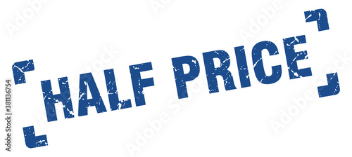 half price stamp. square grunge sign isolated on white background