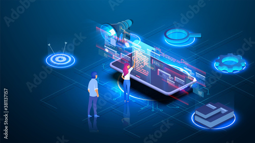 Digital Online Education Application learning worldwide on phone. E-learning course study from home. Educational web seminar, internet classes, professional personal teacher service. Digital classroom