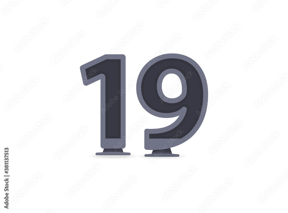 19 vector number design. For logo, brand label, design elements, corporate identity, application etc. İsolated vector illustration 19 vector number design. For logo, brand label, design elements, corporate identity, application etc. İsolated vector illustration