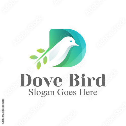 letter D dove bird logo design for beauty, cosmetics, salon, identity