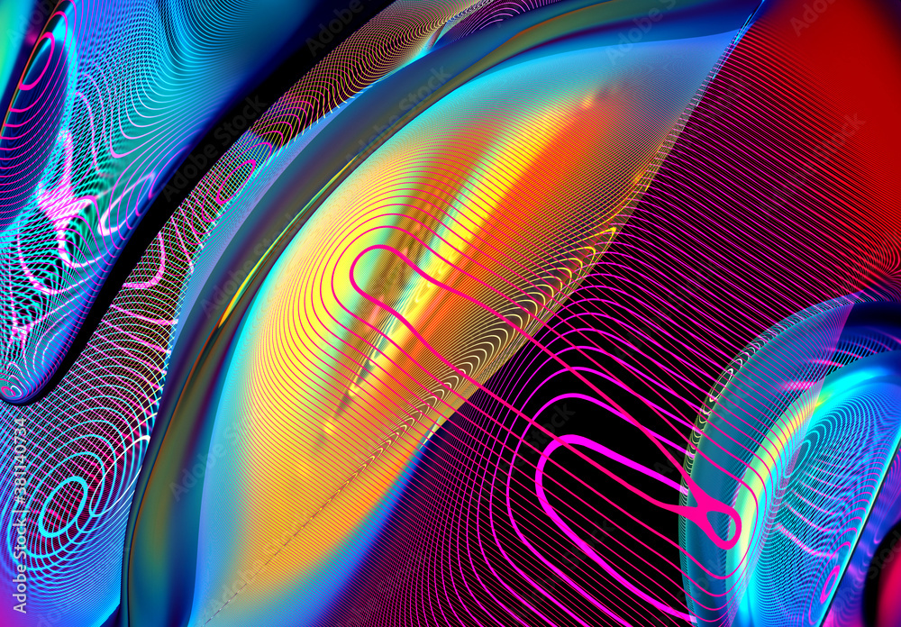 3d render with abstract art of surreal 3d background with part of ball ...