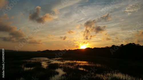 sunset over the marsh