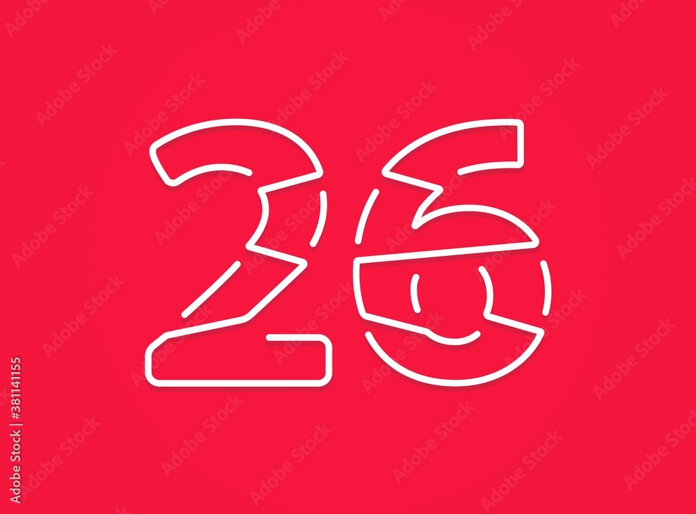 26 number. Modern trendy, creative style design. For logo, brand label, design elements, corporate identity, application etc. İsolated vector illustration 26 number. Modern trendy, creative style design. For logo, brand label, design elements, corporate identity, application etc. İsolated vector illustration