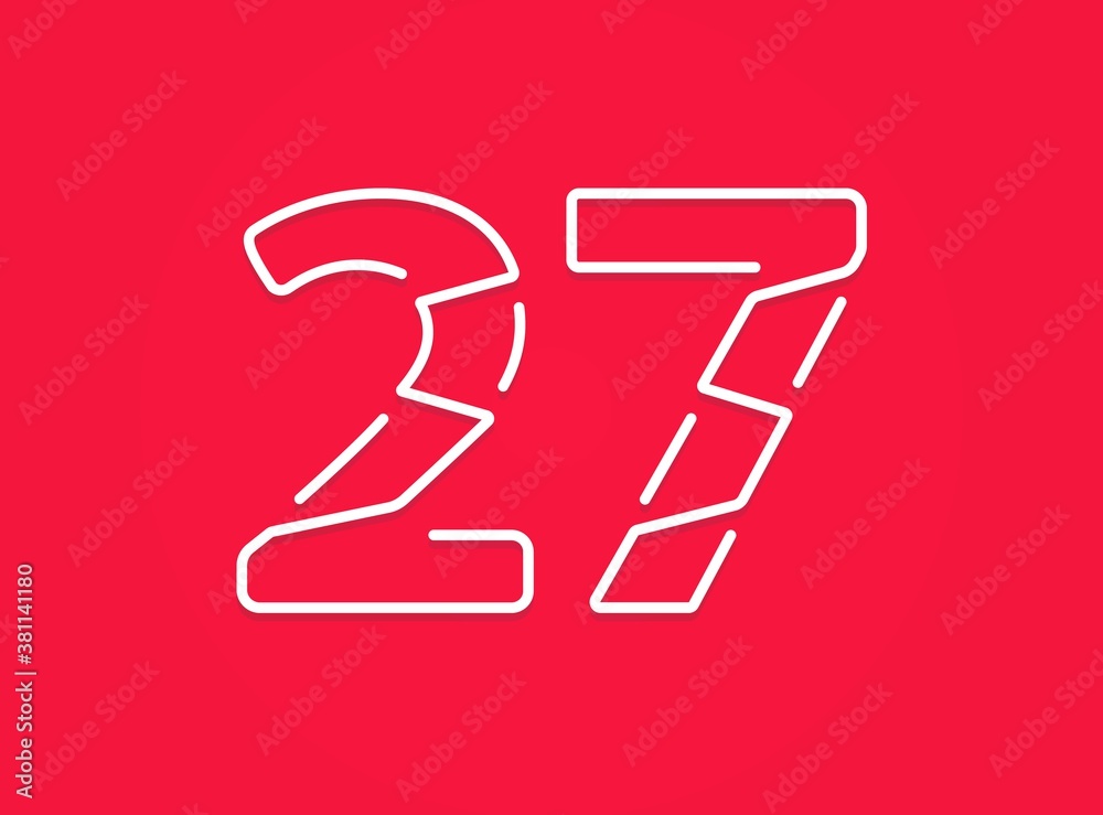 27 number. Modern trendy, creative style design. For logo, brand label, design elements, corporate identity, application etc. İsolated vector illustration 27 number. Modern trendy, creative style design. For logo, brand label, design elements, corporate identity, application etc. İsolated vector illustration