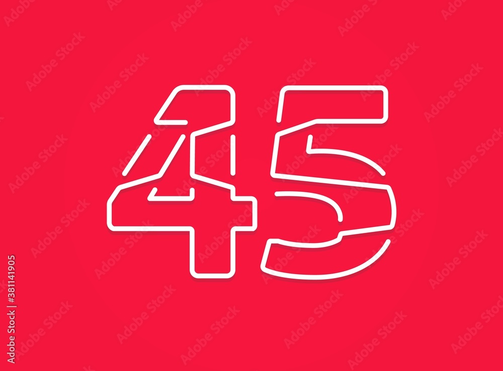 45 number. Modern trendy, creative style design. For logo, brand label, design elements, corporate identity, application etc. İsolated vector illustration