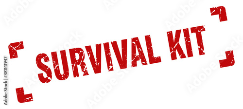 survival kit stamp. square grunge sign isolated on white background