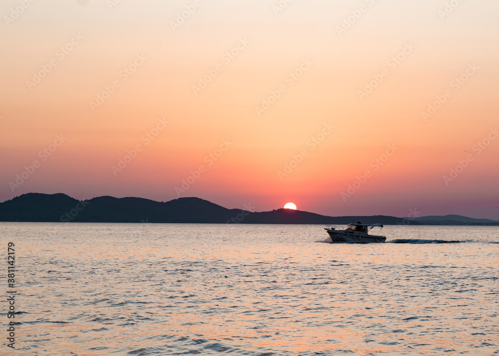 sunset on the sea, zadar city