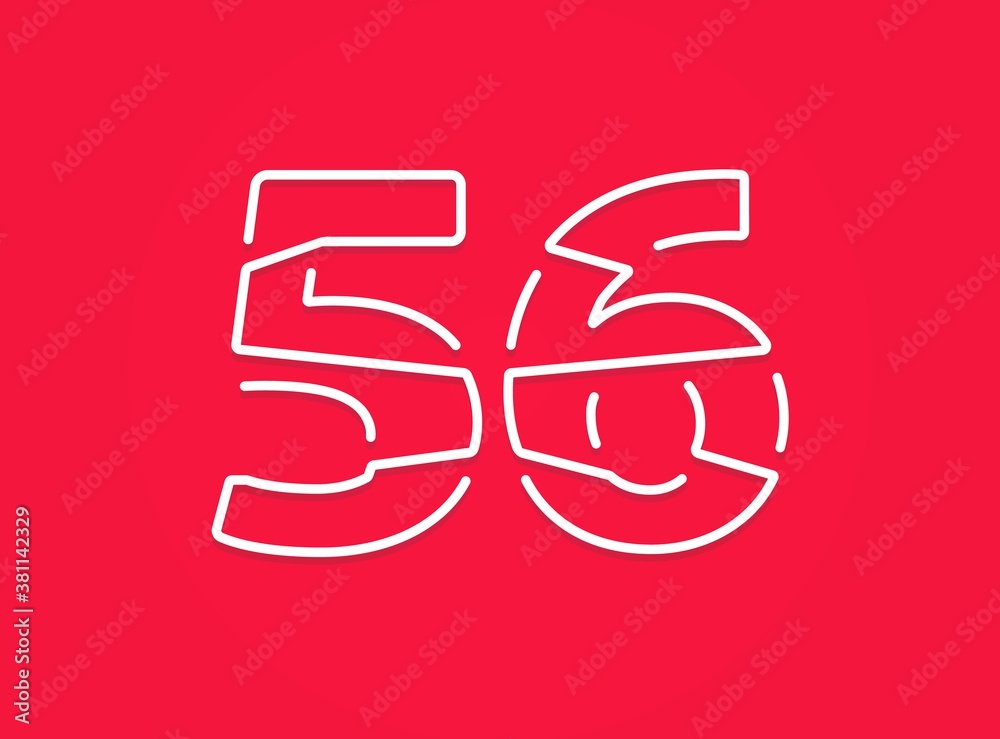 56 number. Modern trendy, creative style design. For logo, brand label, design elements, corporate identity, application etc. İsolated vector illustration 56 number. Modern trendy, creative style design. For logo, brand label, design elements, corporate identity, application etc. İsolated vector illustration