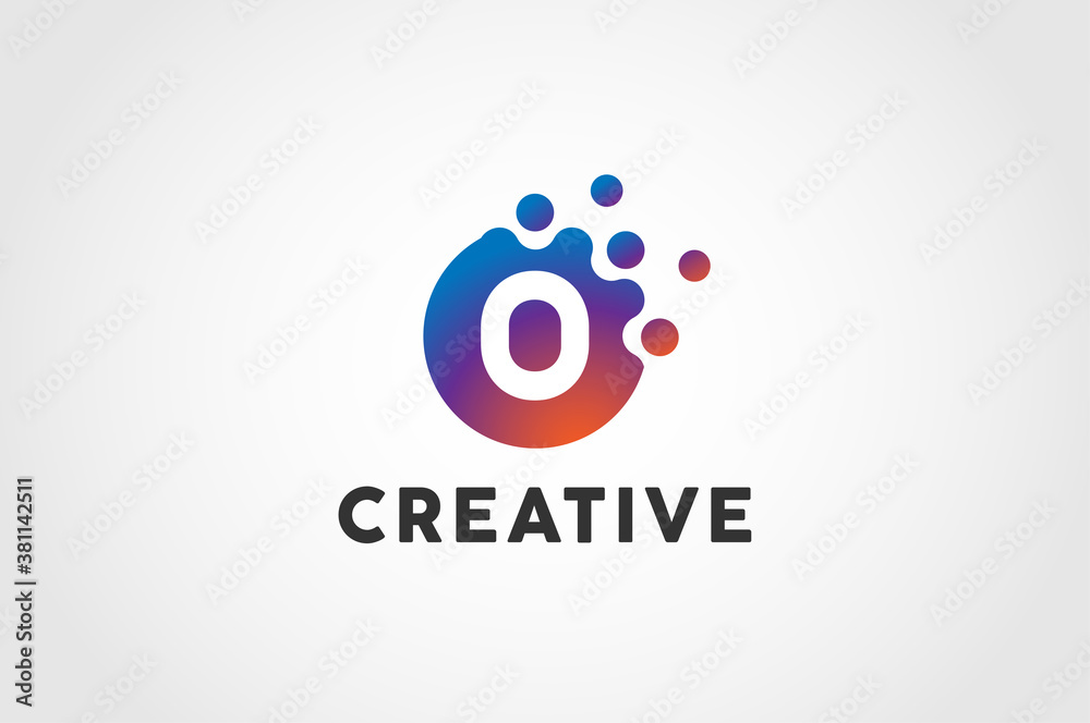 Initial Letter O Logo, Circle particle with letter O inside, vector illustration