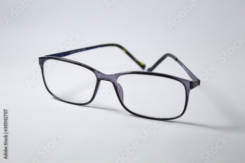 Black glasses with white background