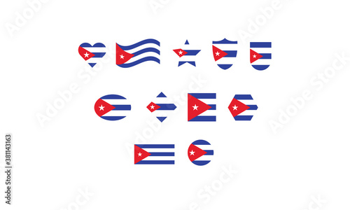 Cuba flag set shape symbol vector illustration