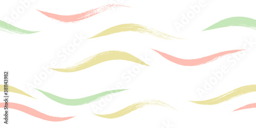 Seamless Wave Pattern, Hand drawn water sea modern vector background. Wavy beach brush stroke, curly grunge paint lines, watercolor illustration