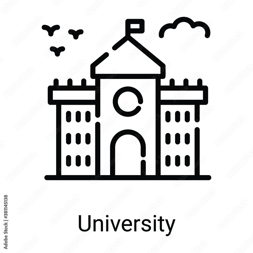 university building line icon