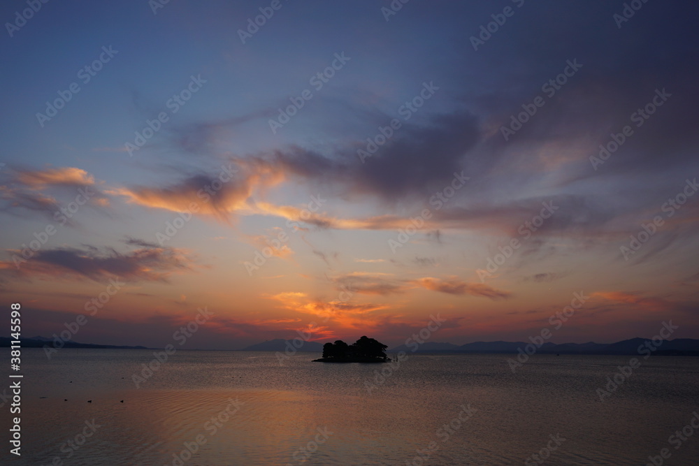 宍道湖　夕焼け　夕日