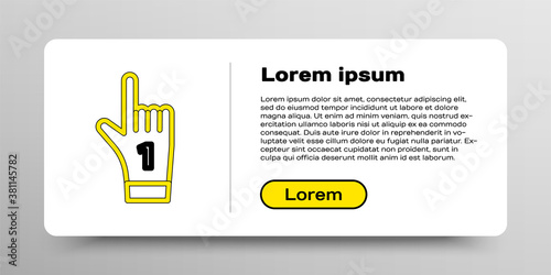 Line Number 1 one fan hand glove with finger raised icon isolated on white background. Symbol of team support in competitions. Colorful outline concept. Vector.