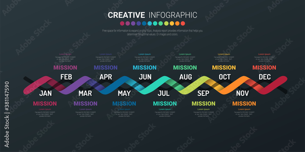 Timeline presentation for 12 months, 1 year, Timeline infographics design vector and Presentation business can be used for Business concept with 12 options, steps or processes. Timeline presentation for 12 months, 1 year, Timeline infographics design vector and Presentation business can be used for Business concept with 12 options, steps or processes.