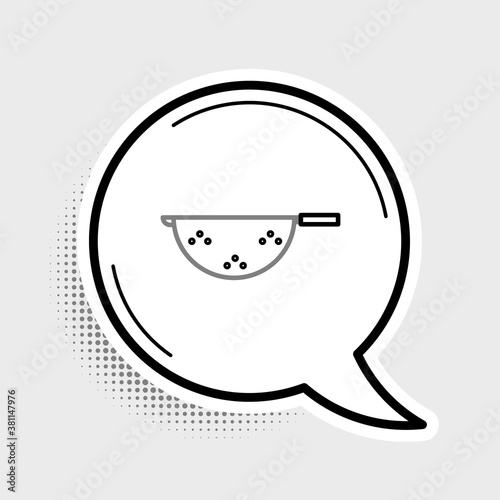 Line Kitchen colander icon isolated on grey background. Cooking utensil. Cutlery sign. Colorful outline concept. Vector.