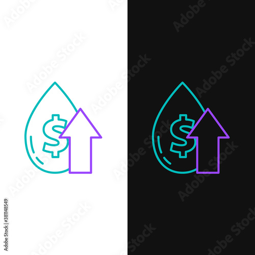 Line Oil price increase icon isolated on white and black background. Oil industry crisis concept. Colorful outline concept. Vector.