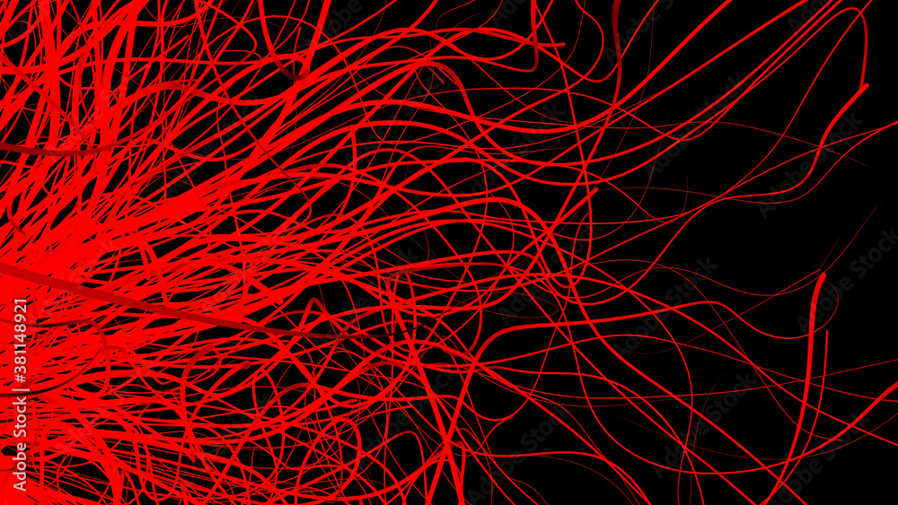 Obraz premium Chaotic fire tentacles in motion. Abstract Scarecrow animated on a black background.