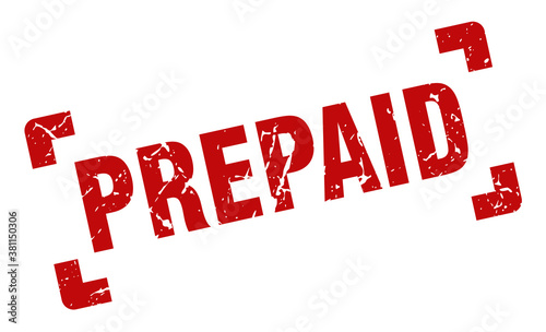 prepaid stamp. square grunge sign isolated on white background