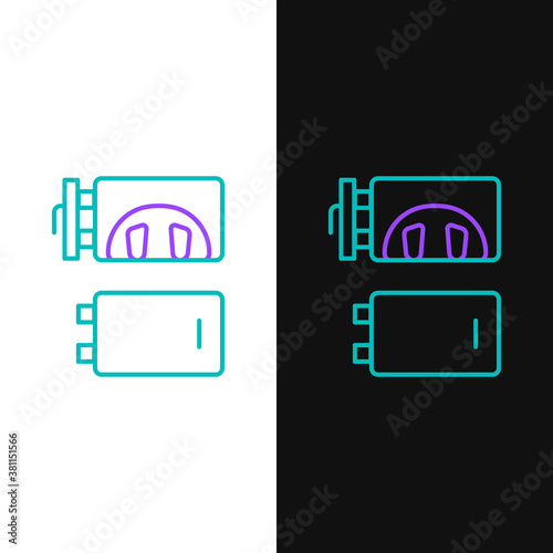 Line Crematorium icon isolated on white and black background. Colorful outline concept. Vector.