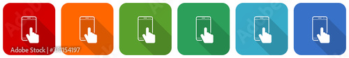 Smartphone, mobile phone icon set, flat design vector illustration in 6 colors options for webdesign and mobile applications