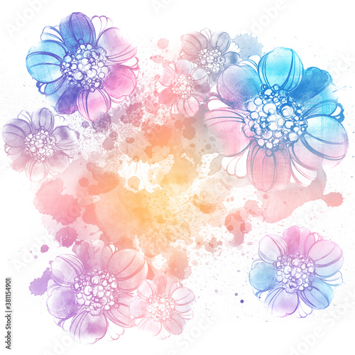 Watercolor abstract floral background