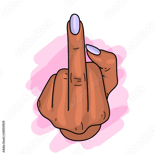 Young Woman Showing Middle Finger Obscene Gesture Stock Photo - Download  Image Now - Obscene Gesture, Girl Power, Insulation - iStock