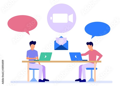 Illustration vector graphic cartoon character of work at home