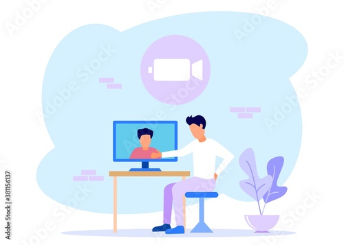 Illustration vector graphic cartoon character of work at home